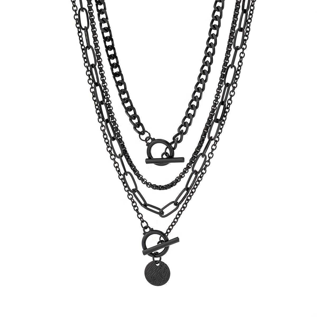 4pcs/Set Retro Gothic Style Love Star Alloy Pendant Multi-piece Combination Necklace For Women Party Club Decor