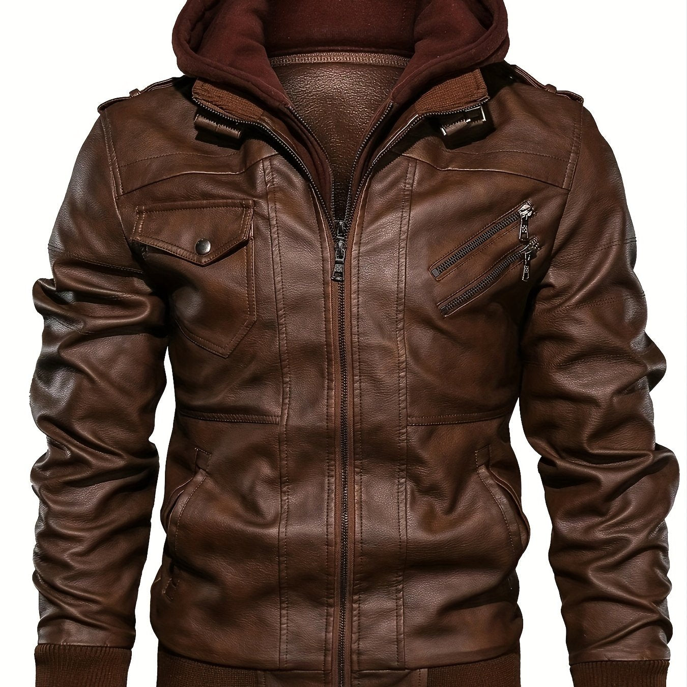 Men's Premium Hooded Jacket - Black, Regular Fit, Polyester Lining, Zip-Up, Multiple Pockets, Easy Care, Long Sleeve, Casual Style