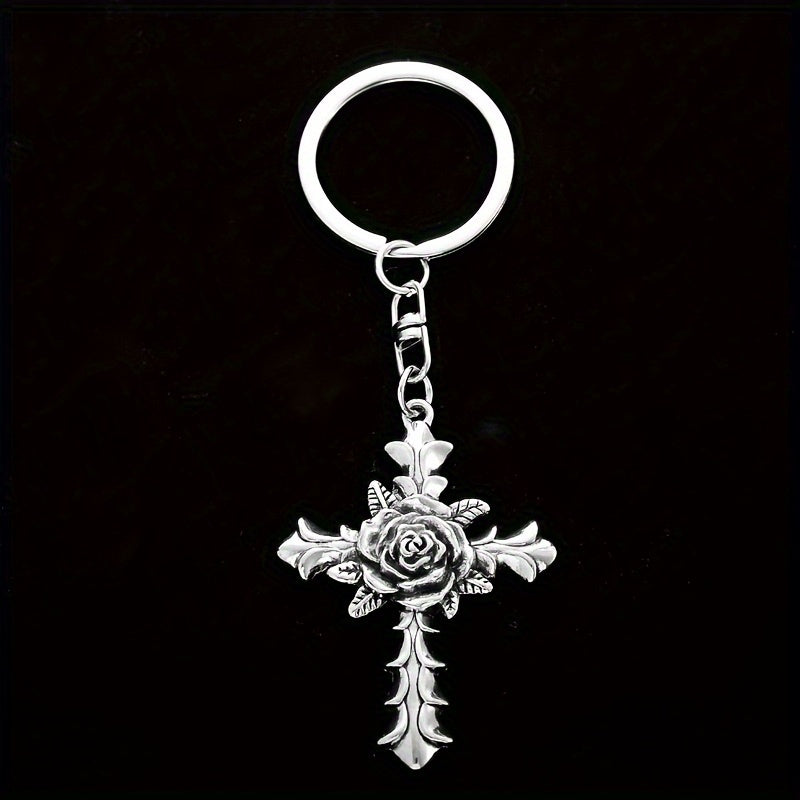 1 Pc Gothic Cross Keychain, Trendy Ladies Car Y2K Style Keyring, Gothic Accessory, Halloween Accessory For Women Men