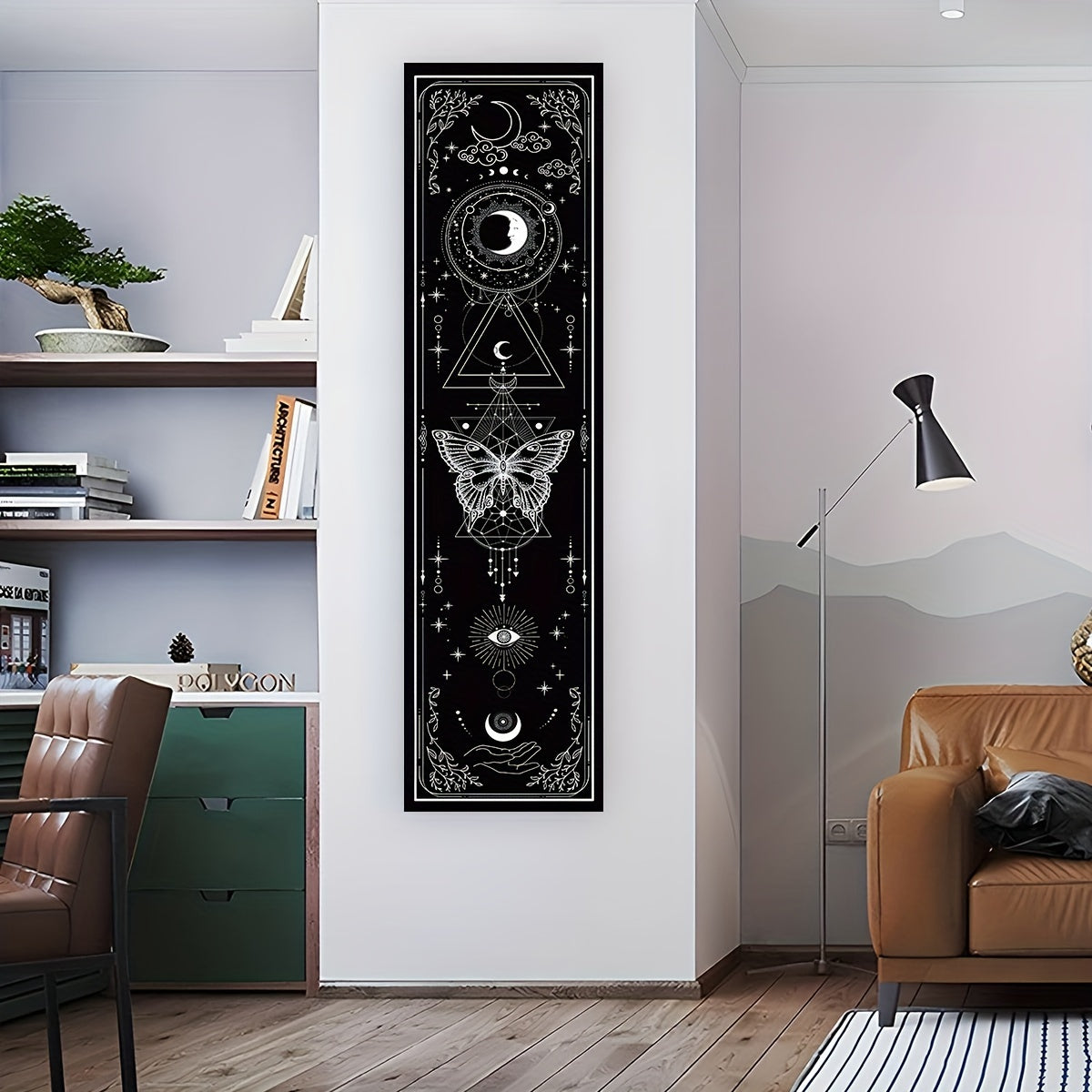 1pc Sun Moon Vertical Tapestry Black and White Butterfly Tapestry Wall Hanging for Living Room Bedroom Office Aesthetic Gothic Witchy Tapestry Home Room Wall Decor