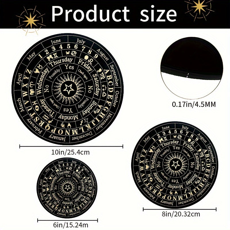 1pc Wooden Round Crafts Star Pendulum Board Divination Supernatural Information Board Wooden Divination Board With Crystal Pendant Pendulum Stone Used For Witchcraft Altar Supplies