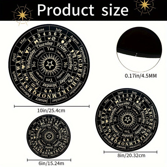 1pc Wooden Round Crafts Star Pendulum Board Divination Supernatural Information Board Wooden Divination Board With Crystal Pendant Pendulum Stone Used For Witchcraft Altar Supplies