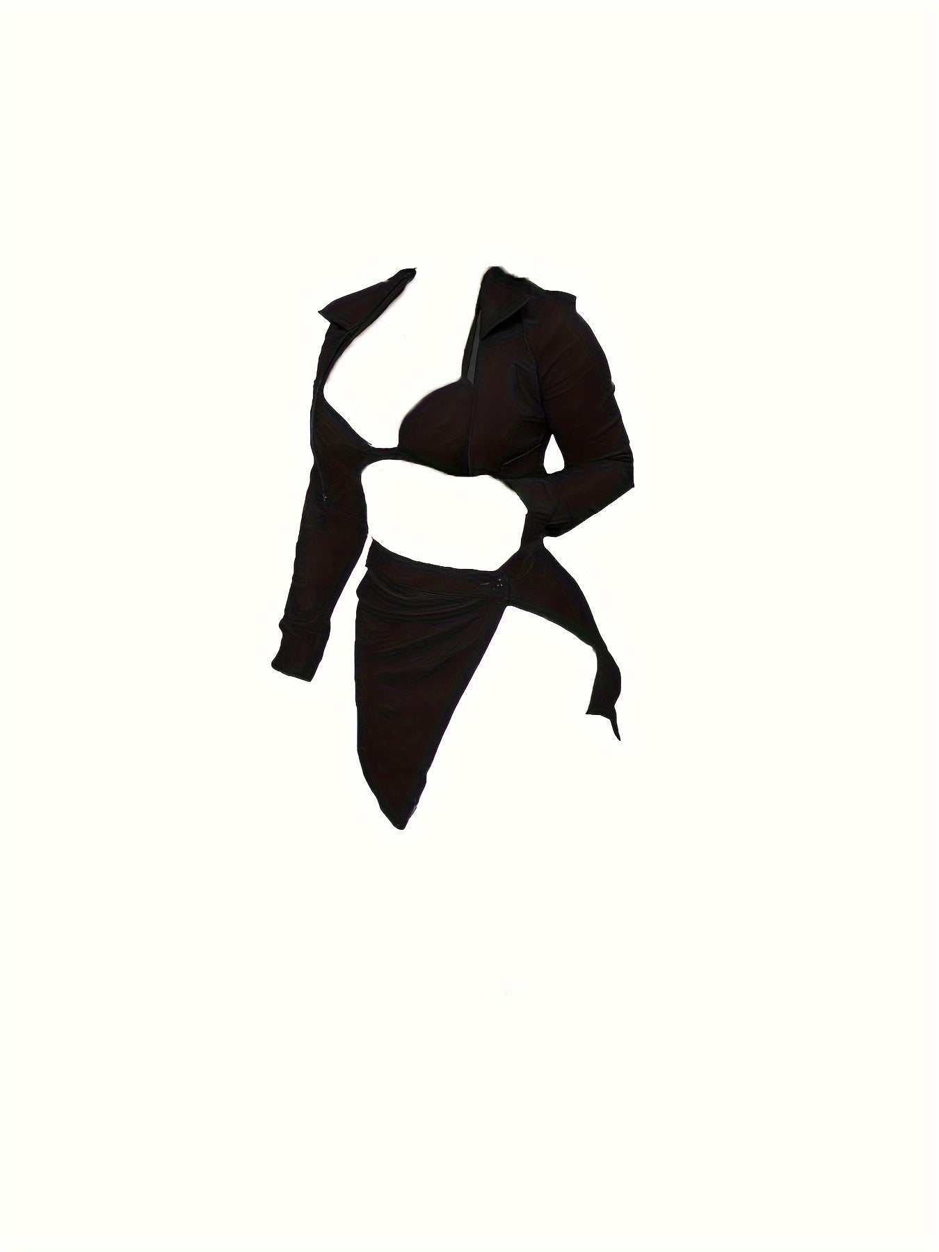 Three-Piece Set - Classic Turn Down Collar Cropped Outerwear, Spaghetti Strap Crop Top Vest, and Split Thigh Mini Skirt for Women - Trendy, Fashion-Forward, and Perfect for Various Occasions