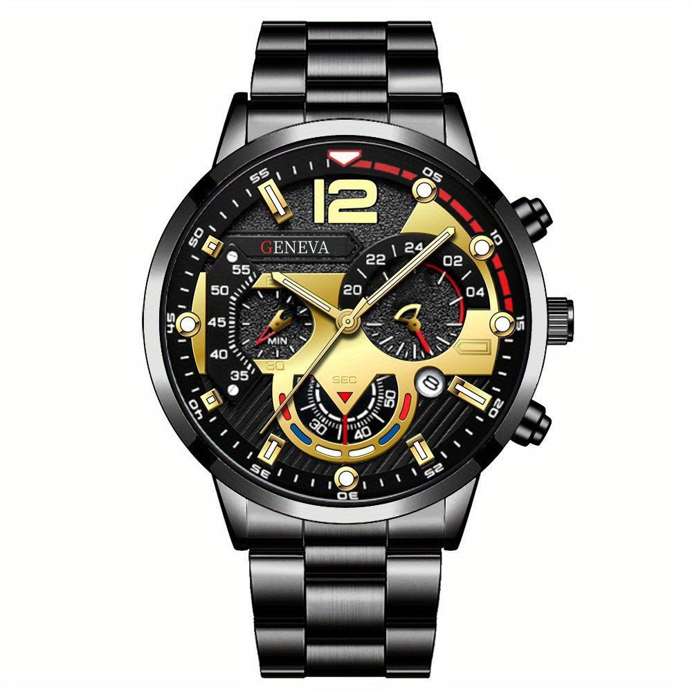Stylish Mens Stainless Steel Watch - Daily Calendar, Timeless Classic Design - Perfect Gift for Fashion-Conscious Gentlemen