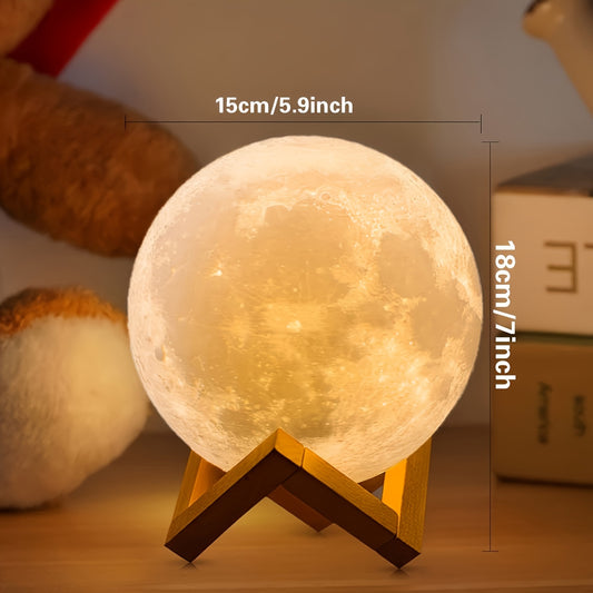 5.1 inches 16-color 3D printed LED Moon Nightlight with Remote Control and Painted Finish for Bedroom Desktop Decoration
