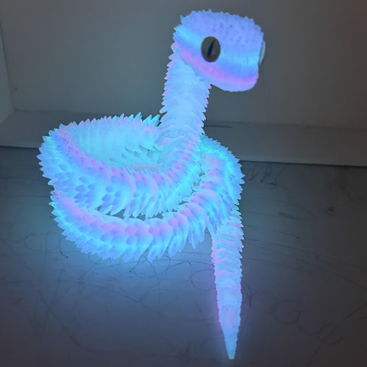 Movable Joint 3D Printed Snake Toy - Home Office Executive Desk Decor, Night Light Rainbow Gift For Friends