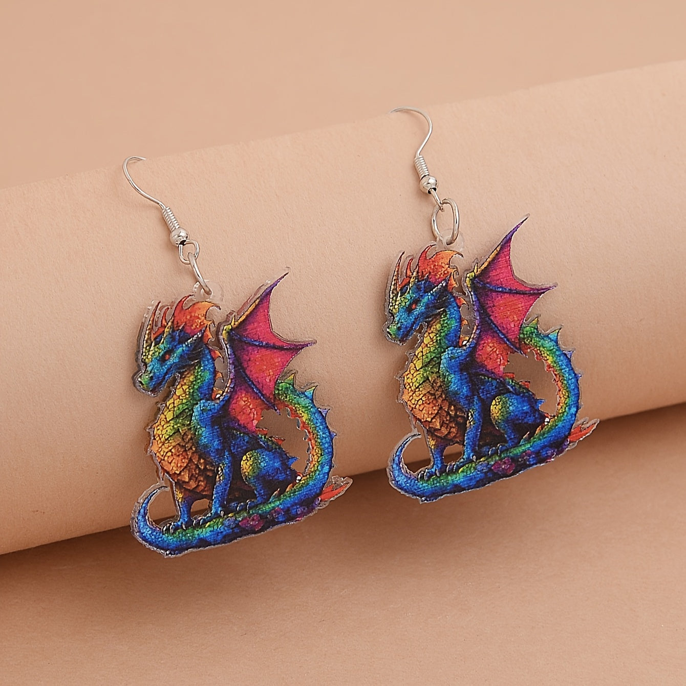 1 Pair of Vibrant Flying Dragon Dangle Earrings for Women - Cute & Whimsical Acrylic Design with Purple & Blue Wings, Perfect for Daily Wear & Vacation, Dragon Earrings