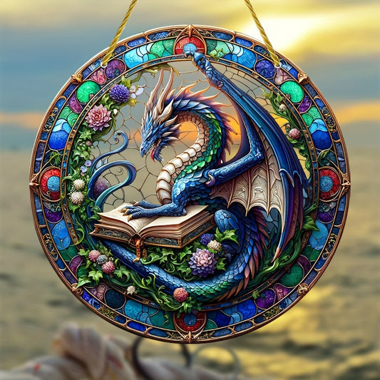 Magical Dragon Suncatcher - Colorful Acrylic Stained Glass Wall Art for Home, Garden & Patio Decor | Perfect Indoor/Outdoor Hanging Gift