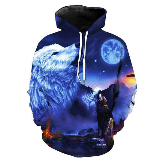 3d Print Sky Star Wolf Moon Whine Hoodies Sweatshirt - Pedlar's Attic