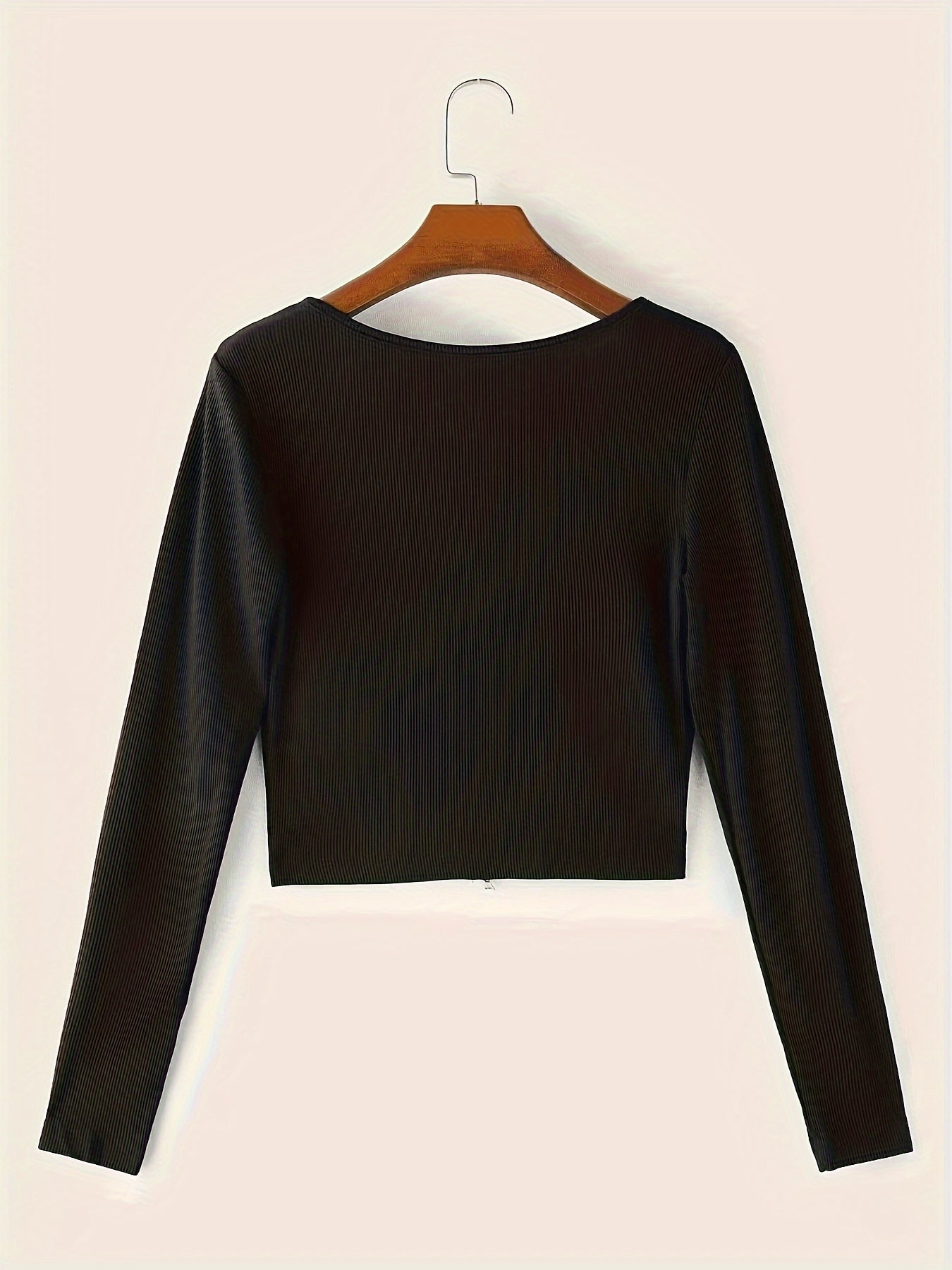 Chic Rhinestone-Embellished Butterfly V-Neck Crop Top - Sexy Long Sleeve Stretch Knit Top with Lace Detail, Polyester & Spandex Blend, Perfect for All Seasons