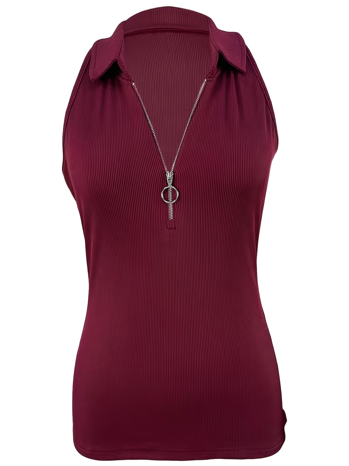 Sexy Ribbed Half Zip Up Tank Top - Sleeveless Summer Essential with Comfortable Fit, Breathable Fabric, and Flattering Design - Women's Clothing for Warm Weather