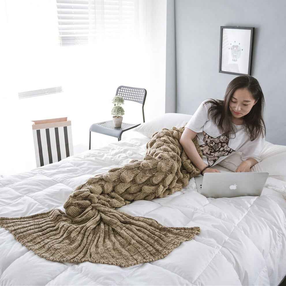 Mermaid Blanket Blankets Knitting Fish Tail Blanket Sofa Cover Birthday Gifts For Girls - Pedlar's Attic