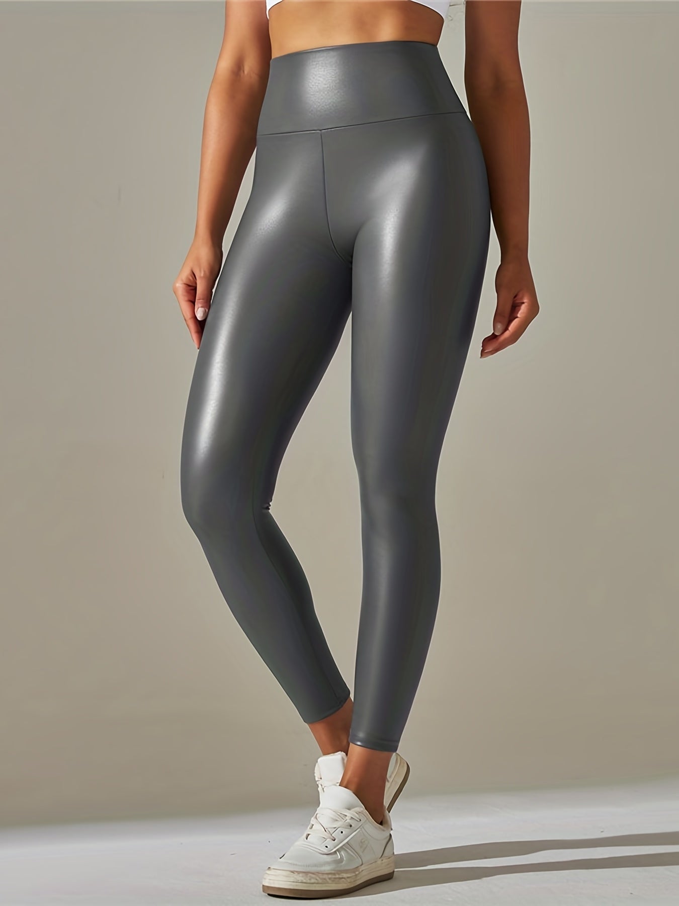 Chic Faux Leather High-Waist Leggings - Sleek Fit for a Sexy Silhouette, Versatile Fashion Wear for Nights Out