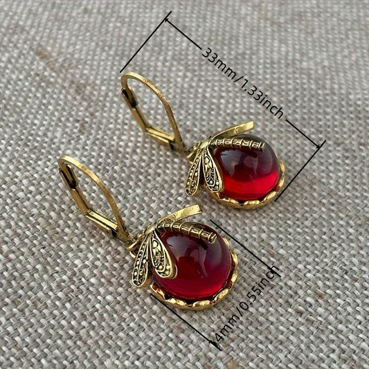 Vintage Drop Earrings Retro Dragonfly Design Inlaid Gemstone Pick A Color U Prefer Match Daily Outfits Party Accessories