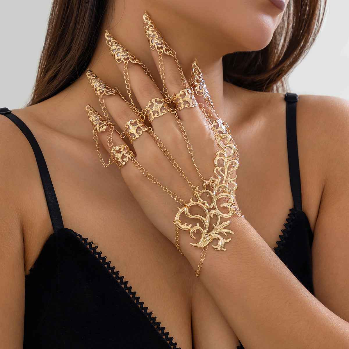 Gothic style hollow conical nail cover Nail cover Punk connected finger nail cover - Pedlar's Attic