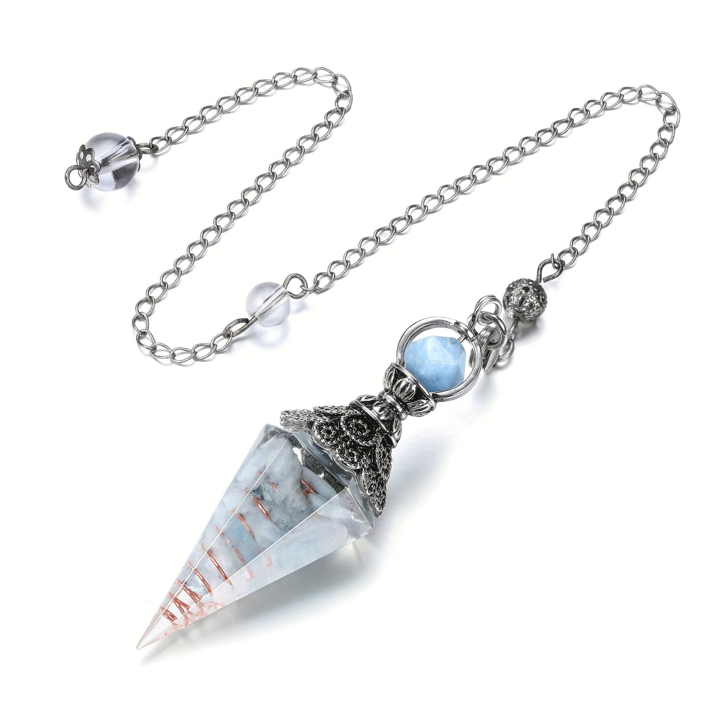 1pc Natural Amethyst, Aquamarine Chakra, Healing Aura Pendulum, 12 Crystal Point Pendant, With Hexagram Charm Spell, Balance Magnetic Field Dream Catcher