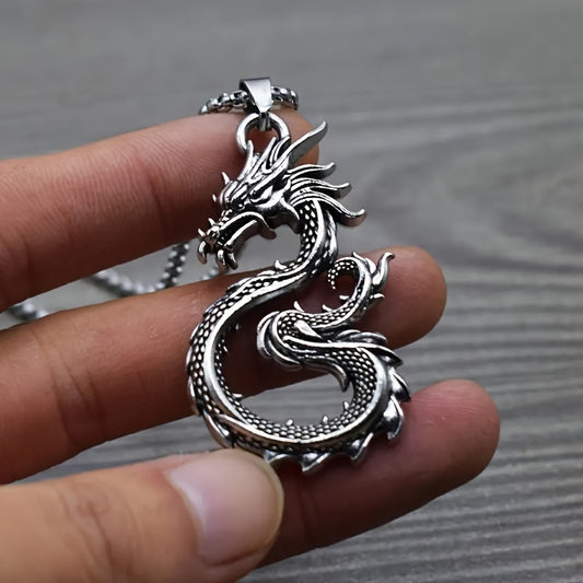 Boys' Creative Dragon Pendant Necklace, Fashion Jewelry Decoration Accessories for Holiday Birthday Party Gifts