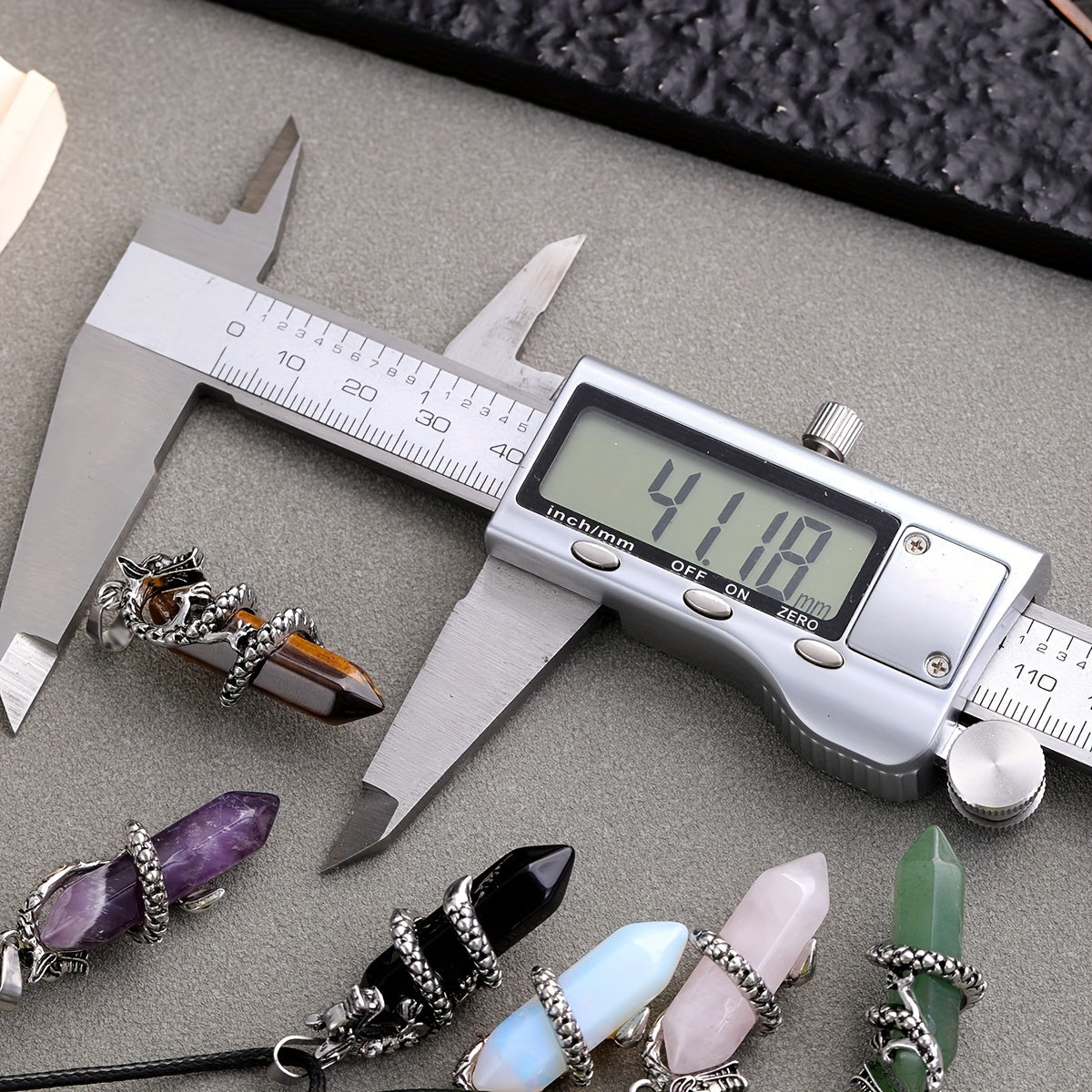 1pc Flying Dragon Pendant Necklace, Synthetic Faux Gemstone, Gun Black Plated, Double Pointed Hexagonal Column, Animal Pattern, Casual Style, February Birthstone, Ideal Gift for Special Occasions, DIY Jewelry for Men and Wome