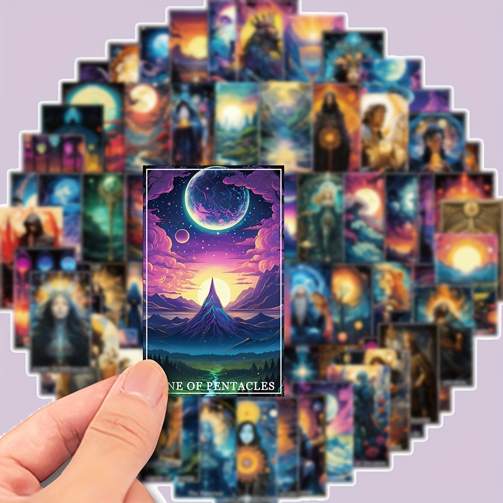 78pcs Fantasy Tarot Aesthetic Stickers, Graffiti Decoration Stickers, Waterproof Vinyl Stickers, For Water Bottle Car Cup Computer Guitar Bike Motorcycle Skateboard Helmet Luggage Diary, DIY Scrapbook Materials, Aesthetic Sti