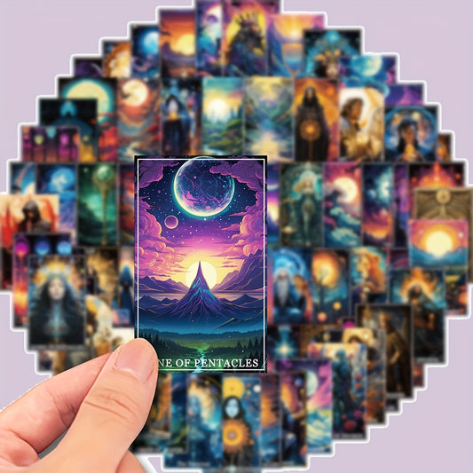 78pcs Fantasy Tarot Aesthetic Stickers, Graffiti Decoration Stickers, Waterproof Vinyl Stickers, For Water Bottle Car Cup Computer Guitar Bike Motorcycle Skateboard Helmet Luggage Diary, DIY Scrapbook Materials, Aesthetic Sti