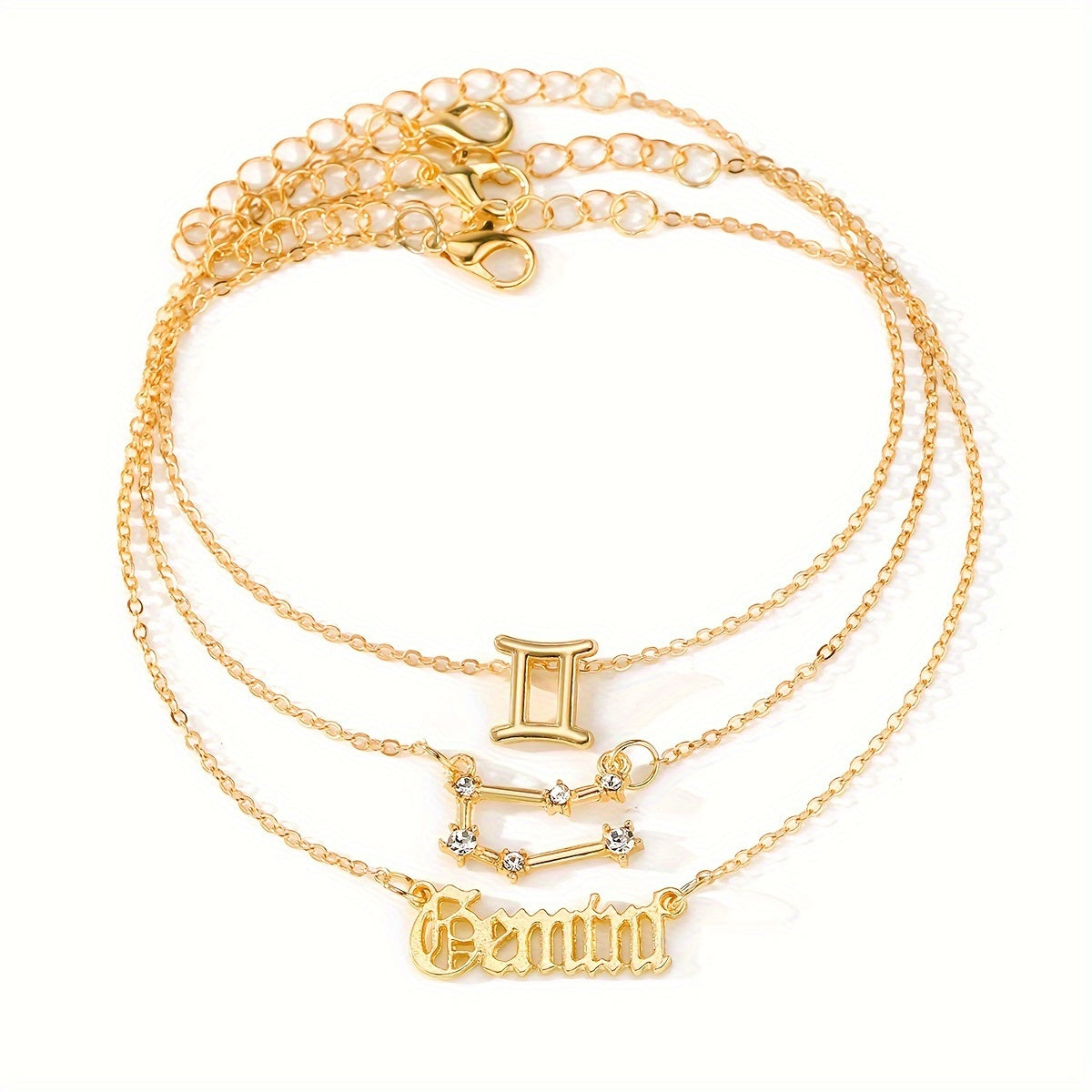 3 Pieces/ Set Golden Zodiac Anklets Set, Bohemian Elegant Ladies Multi-Piece Chain, Fashion Astrological Sign Charms For Women