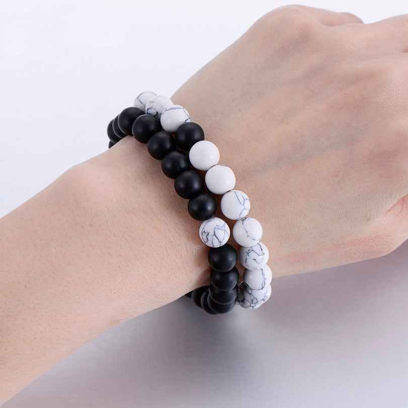 Couples Distance Bracelets Set - Classic Yin Yang Natural Stone Beaded Bracelets for Men & Women - Pedlar's Attic