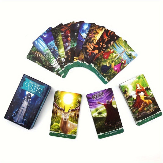 1pc, Universal Celtic Tarot 78 Cards Deck, English, Electronic Pdf File Guide, For Family Party Table Card Game, Magical Fate Divination Card