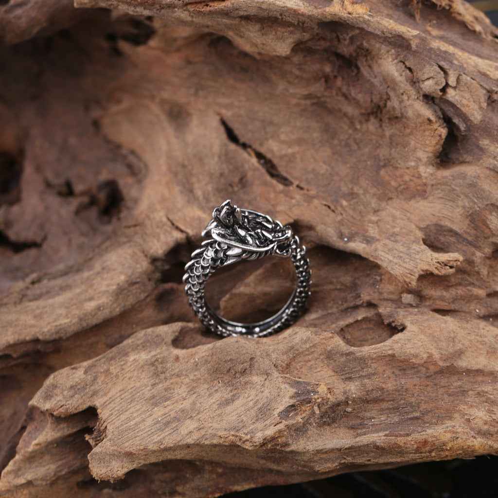 Retro Dragon Ring Male Hipster Personality Domineering Exaggerated Single Open Trendy Men And Women Index Finger - Pedlar's Attic