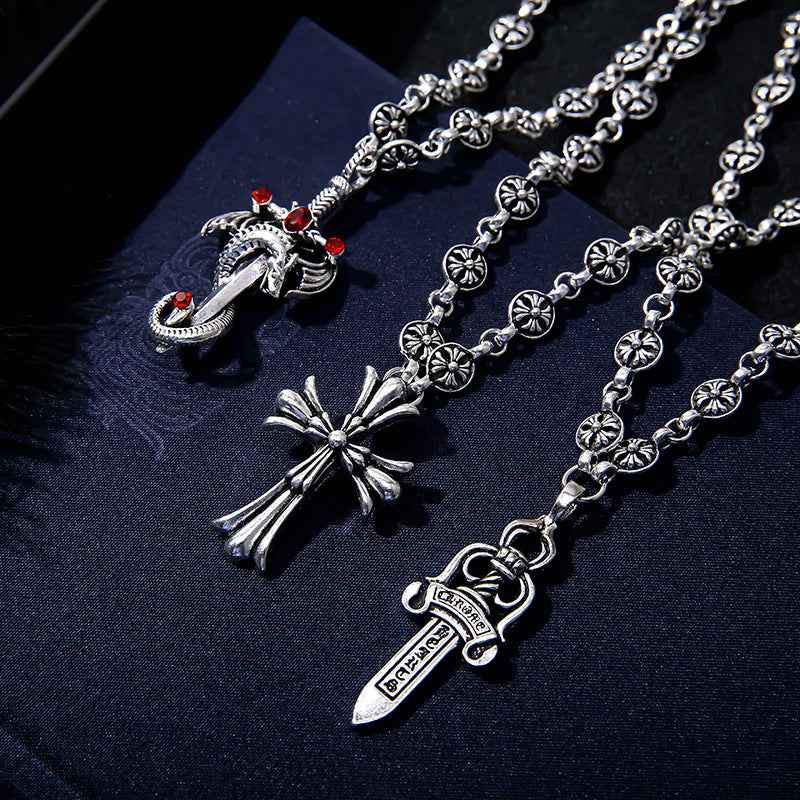 Electroplated Silver Grand Sword Pendant Cross Pendant - Pedlar's Attic