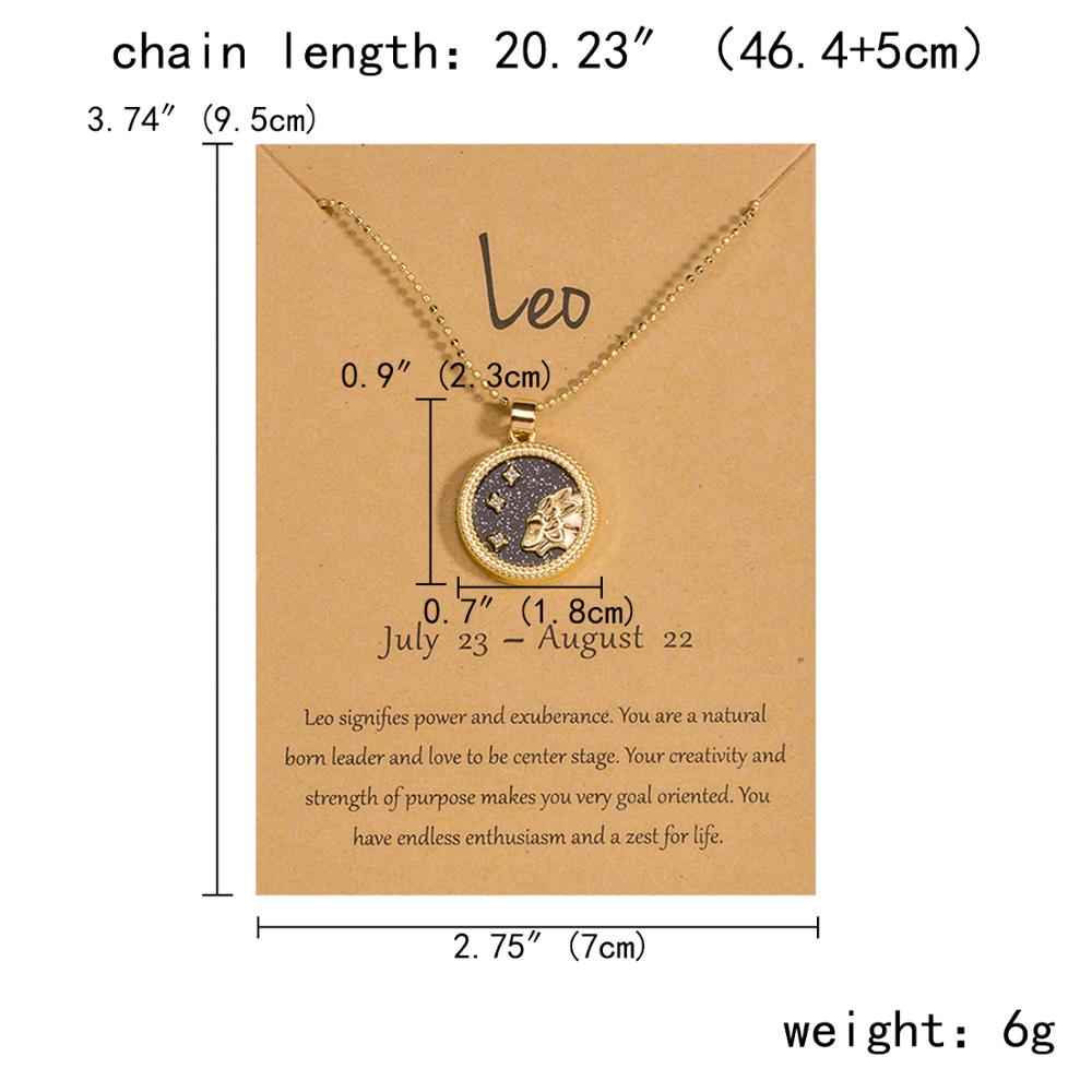 Fashion 12 Constellation Necklaces For Women Men Gold Chain Zodiac Sign Round Pendant Necklace Couple Jewelry Birthday Gift - Pedlar's Attic