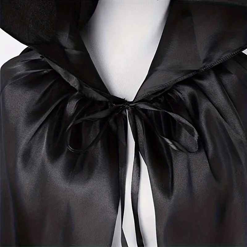 1pc Black Hooded Cloak - Witch Cosplay Accessories, Costumes Masquerade, Family Celebration Decor - Polyester - For Halloween, Cosplay, Parties - Perfect Gift for Costume Lovers & Halloween Enthusiasts