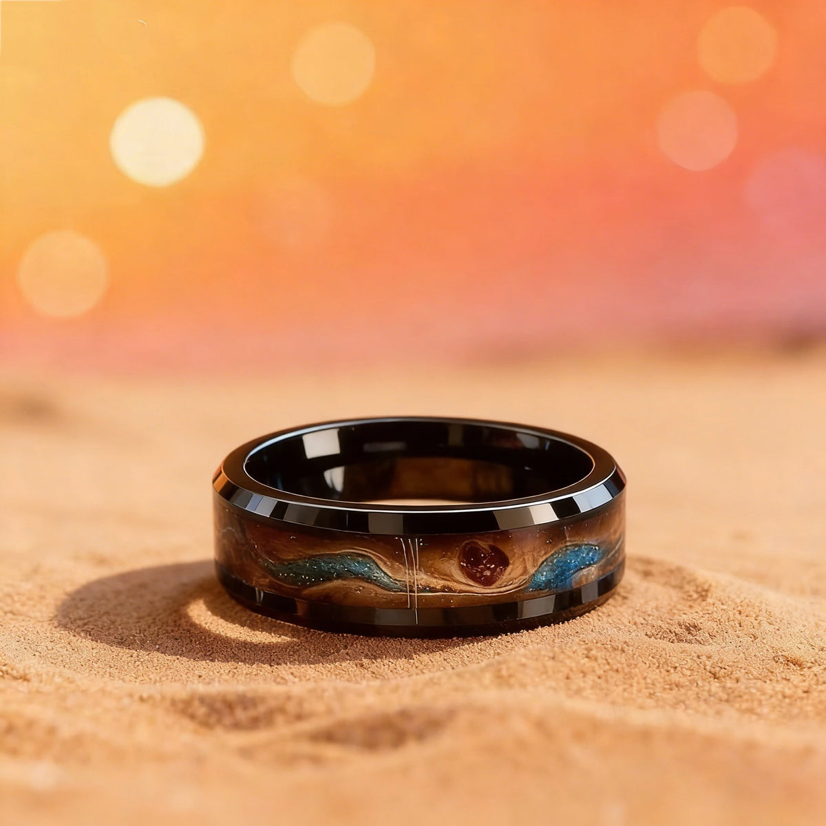 Stone Forge Ring — Agate & Stone Inlay Stainless Steel Band