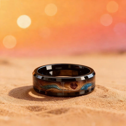 Stone Forge Ring — Agate & Stone Inlay Stainless Steel Band