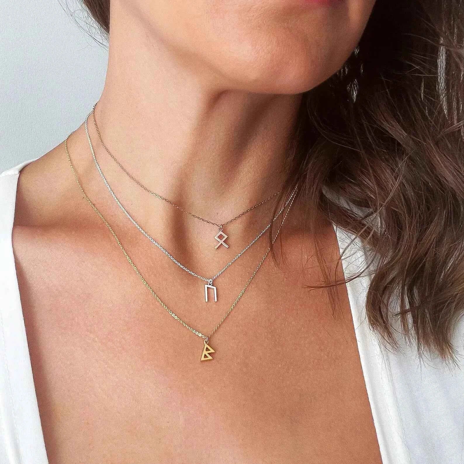 Norse Runic Pendant Viking Rune Layering Necklace