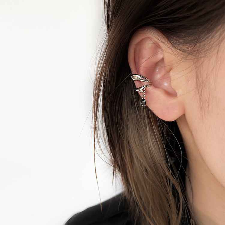 Super fairy asymmetric metal tassel ear bone clip female niche personality simple and versatile temperament no pierced earrings - Pedlar's Attic