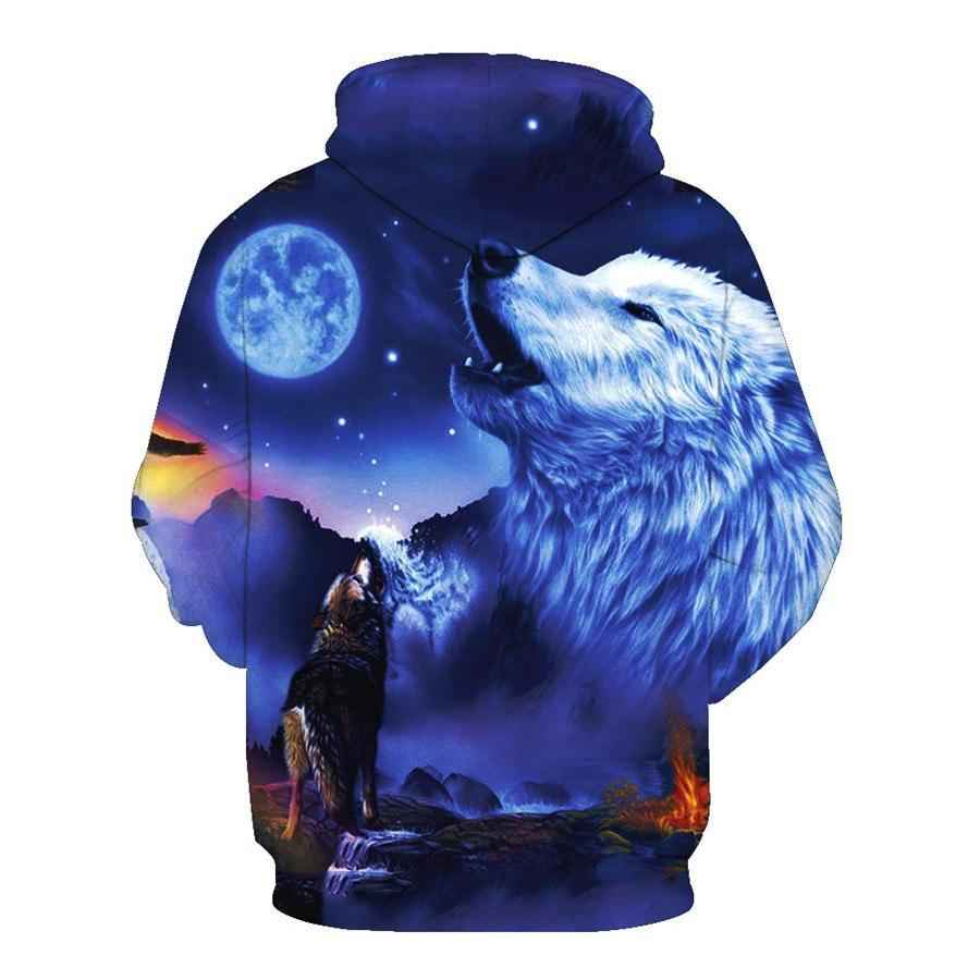 3d Print Sky Star Wolf Moon Whine Hoodies Sweatshirt - Pedlar's Attic
