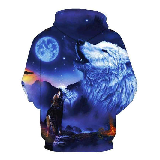 3d Print Sky Star Wolf Moon Whine Hoodies Sweatshirt - Pedlar's Attic