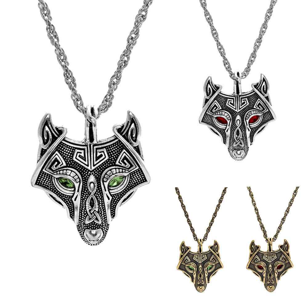 Men's Nordic Viking Necklace Wolf Head Pendant Necklace - Pedlar's Attic