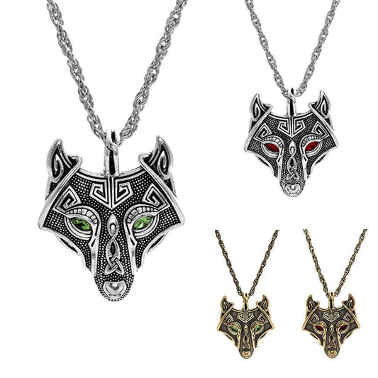 Men's Nordic Viking Necklace Wolf Head Pendant Necklace - Pedlar's Attic