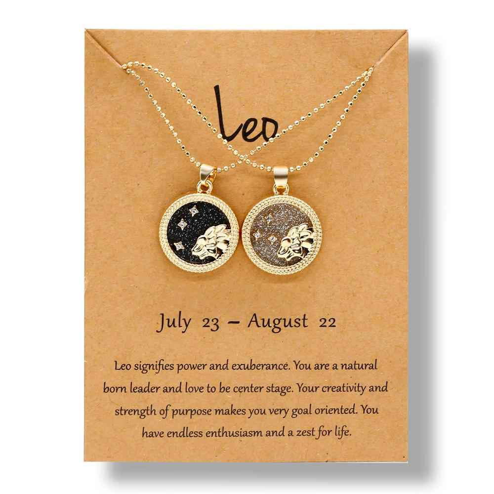 Fashion 12 Constellation Necklaces For Women Men Gold Chain Zodiac Sign Round Pendant Necklace Couple Jewelry Birthday Gift - Pedlar's Attic