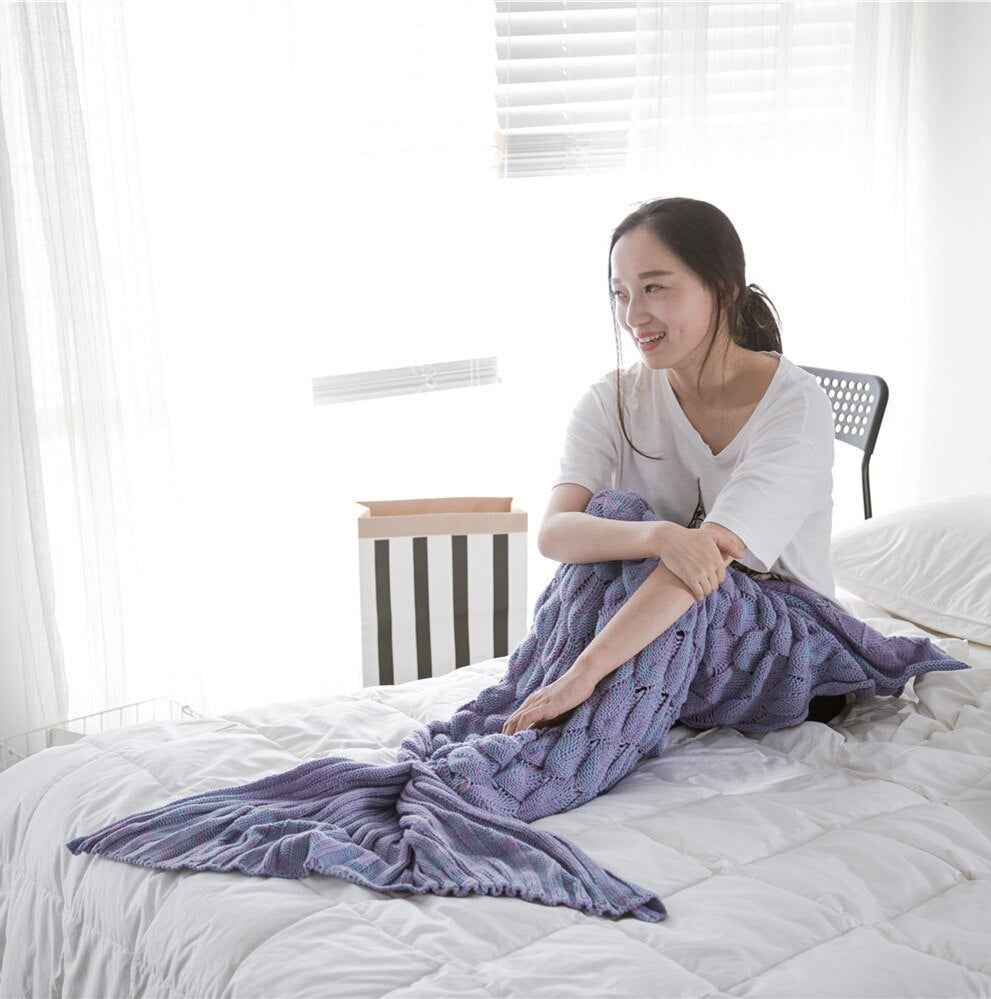 Mermaid Blanket Blankets Knitting Fish Tail Blanket Sofa Cover Birthday Gifts For Girls - Pedlar's Attic