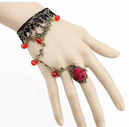 Women's Bracelet Retro Flower Vine Spirit Crystal Lolita Temperament Lace Bracelet With Ring Jewelry - Pedlar's Attic