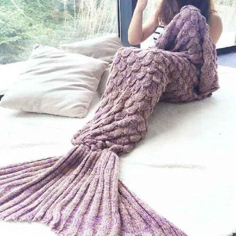 Mermaid Blanket Blankets Knitting Fish Tail Blanket Sofa Cover Birthday Gifts For Girls - Pedlar's Attic