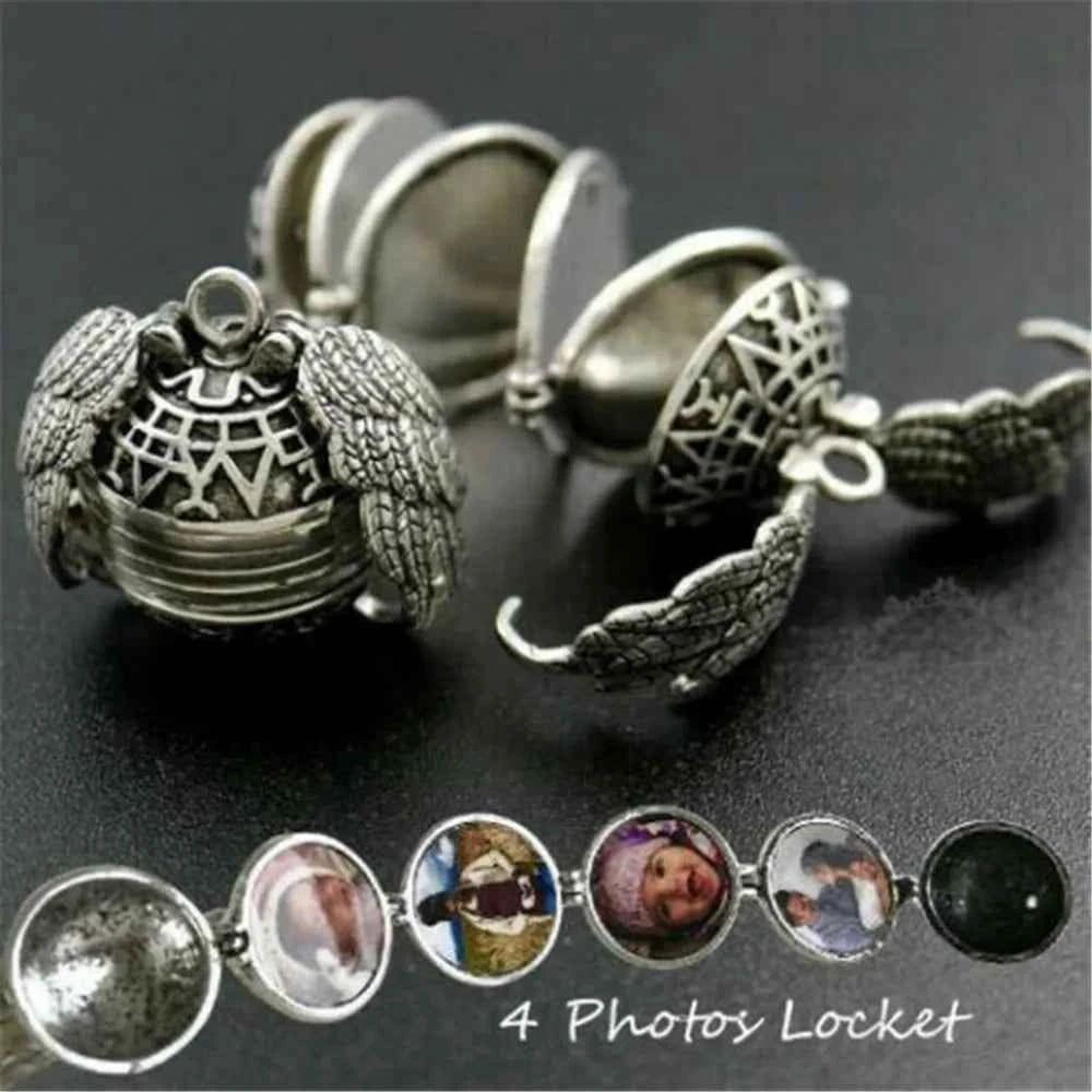 Heartfelt Memories Photo Locket Necklace with Angel Wings - A Meaningful Gift for Cherished Moments - Pedlar's Attic