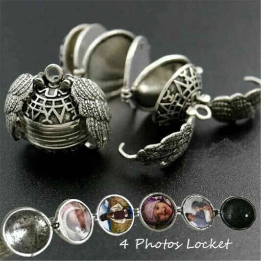 Heartfelt Memories Photo Locket Necklace with Angel Wings - A Meaningful Gift for Cherished Moments - Pedlar's Attic