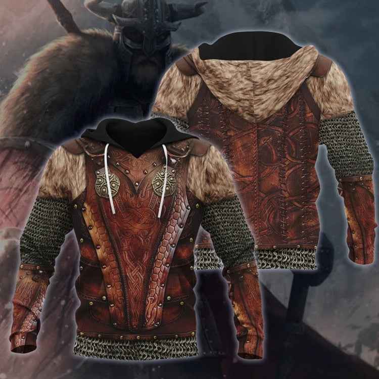 3D digital printed sports hoodie Viking Warrior hoodie - Pedlar's Attic