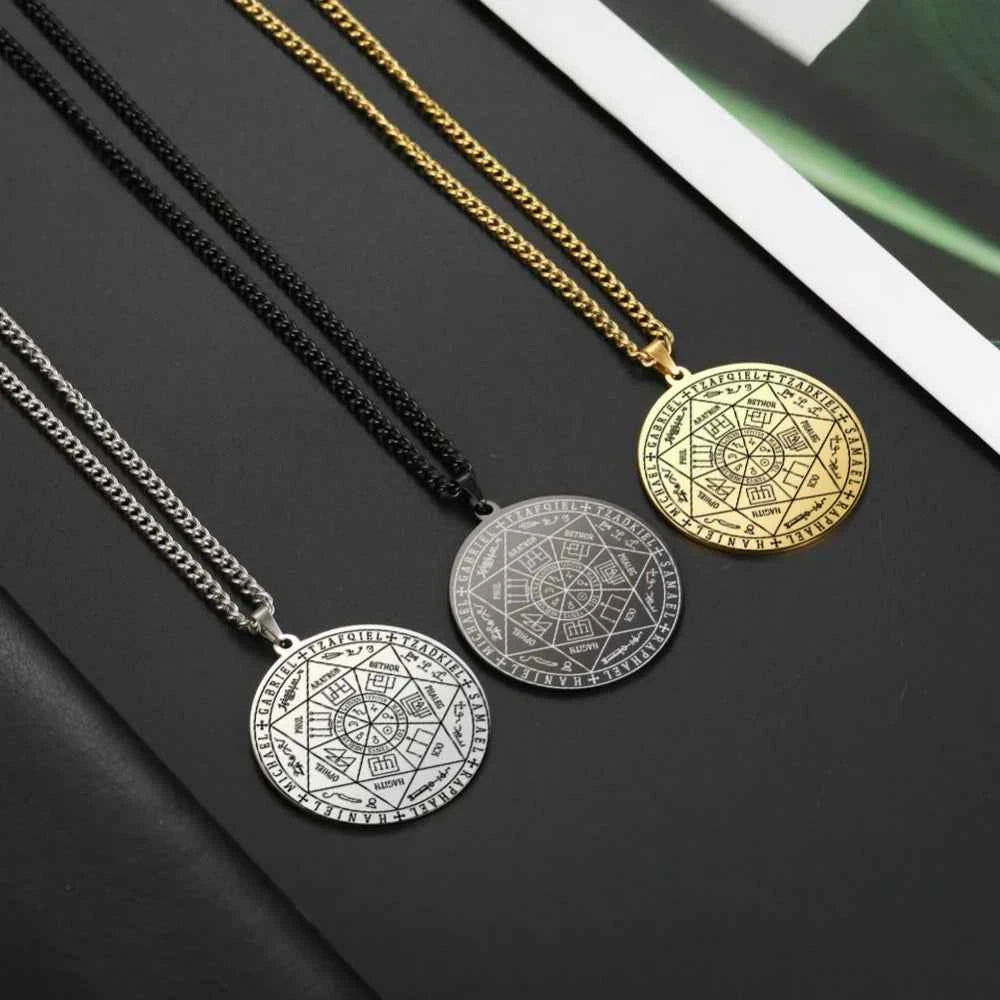 Dawapara 7 Archangels Sigil Necklaces Pentacle Magical Amulet Michaelmas Lucky Protection Supernatural Talisman Necklace