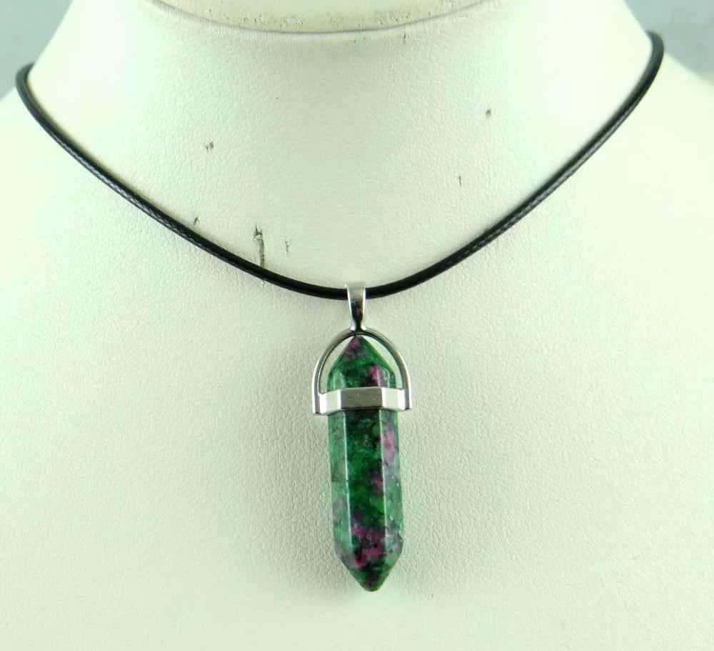 Natural stone Quartz crystal Turquoise tiger eye aventurine Hexagonal column pendulum Pendant for diy Jewelry making necklace