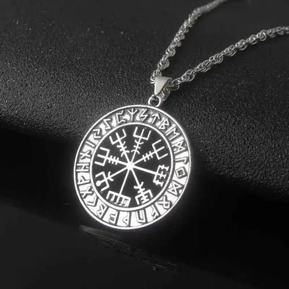 Norse Viking Odin's Runes Necklace Vegvisir Symbol - Pedlar's Attic