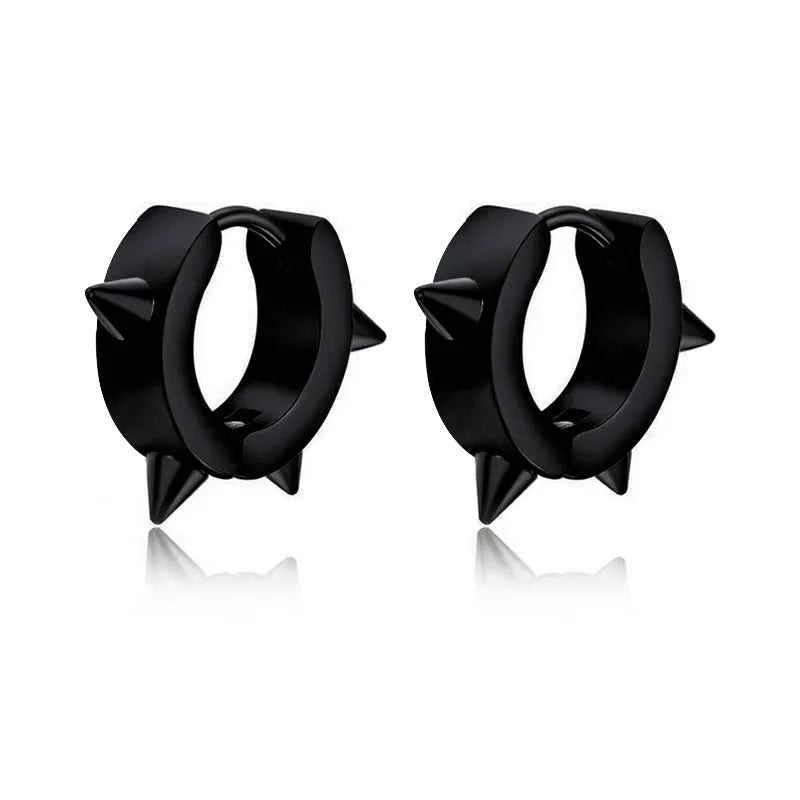 Punk-Inspired Stainless Steel Hoop Earrings with Round Cross Pendants for Trendsetting Women & Men - Pedlar's Attic